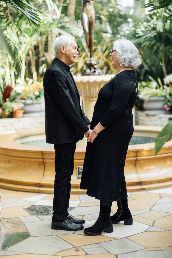 bride and groom at Como Zoo Wedding Sunken Garden